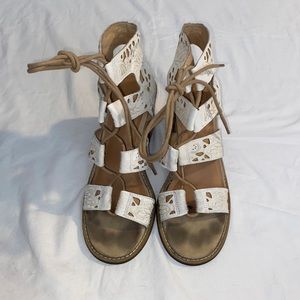 Faryl Cow Fur Lace up Heels